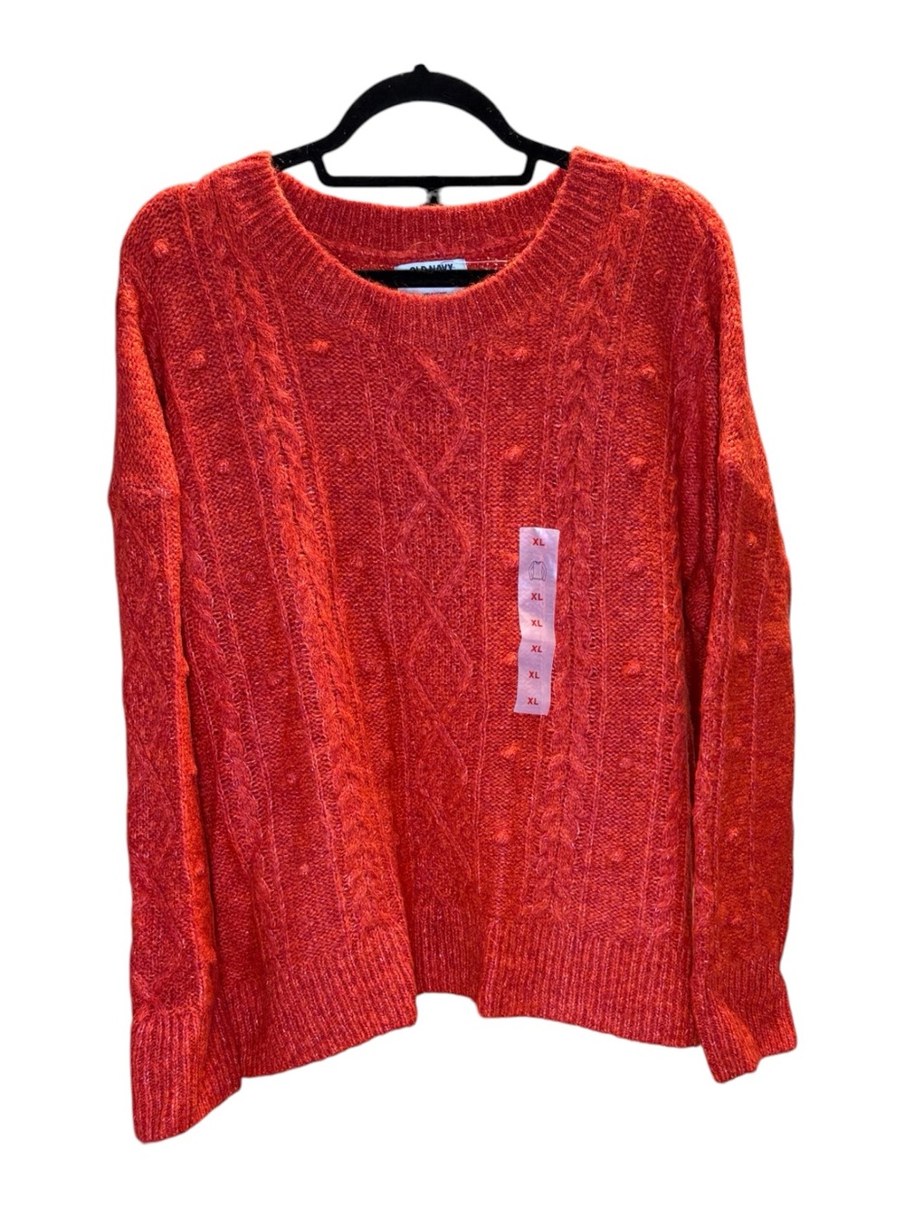 NWOT Old Navy Women's Cable-Knit Crewneck Sweater - Red Orange